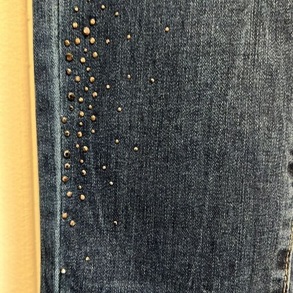 Frank Lyman Blue Embellished Skinny Jeans Size L - Picture 7 of 13